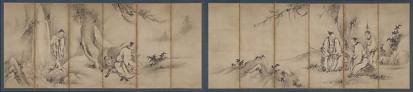 伝狩野山楽筆　仙人高士図屏風|Chinese Sages