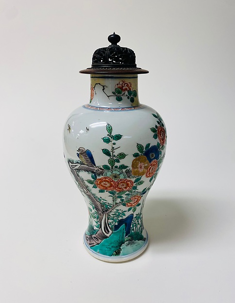 Vase with birds and flowers