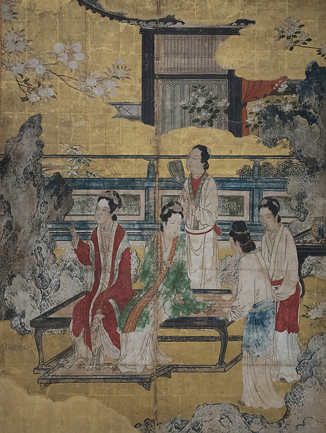 伝狩野永徳筆　唐美人図|Chinese Women in a Palace Garden