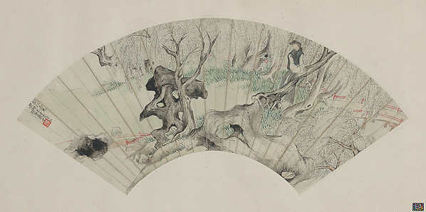 Woman in a garden, in the style of Qian Du (ca. 1764–1844)
