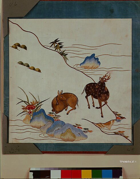 Landscape with Pair of Spotted Deer