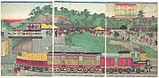 MET-DP147680・・国輝「東京高縄鉄道蒸気車走行之全図」