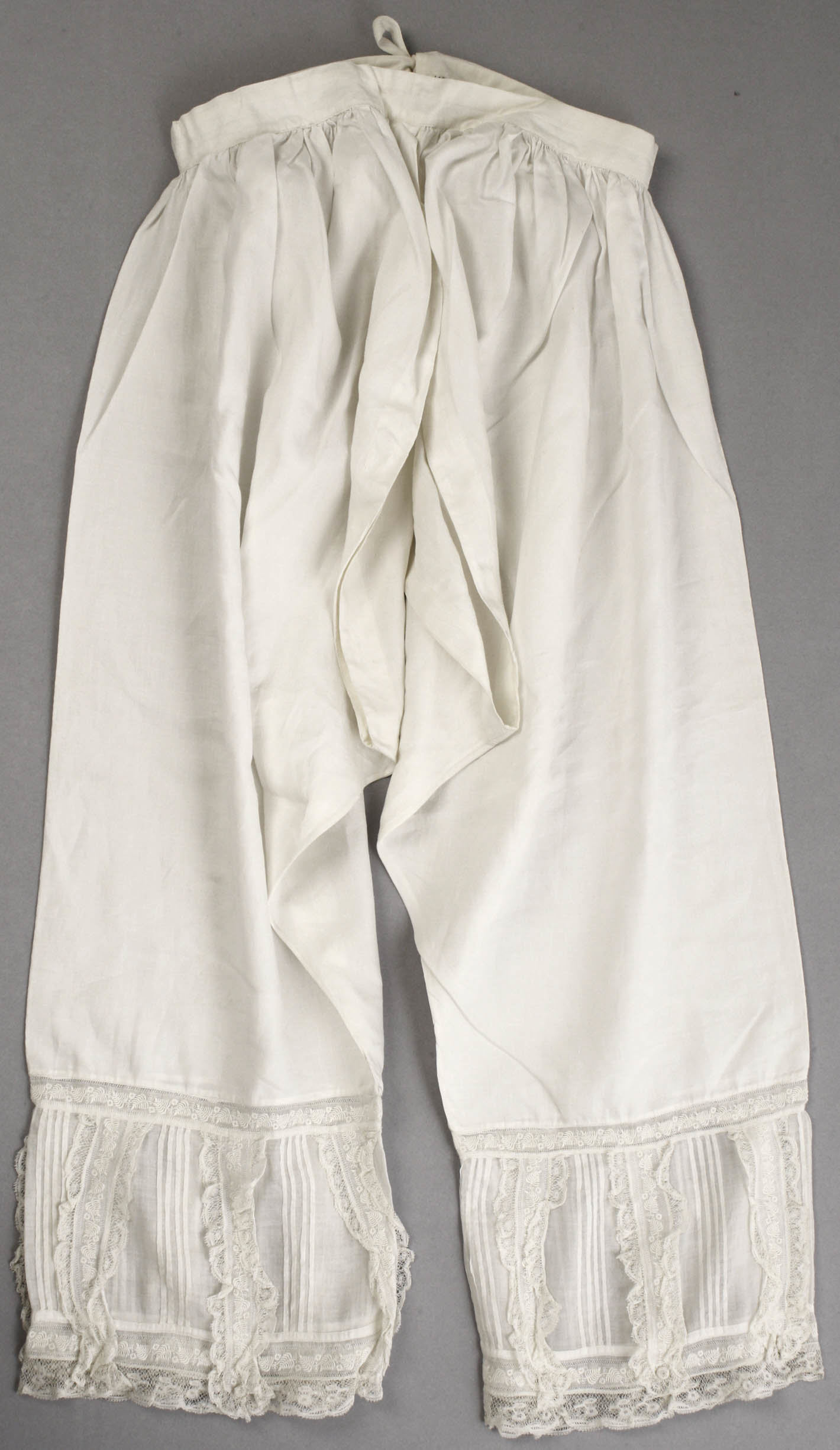 Antique Victorian White Woven Cotton Drawers with Eyelet Trim Ladies  Underwear