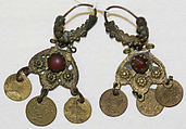 Earrings, metal, European, Eastern