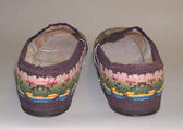 Slippers, silk, leather, American