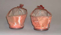 Slippers, silk, leather, British