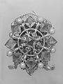 Pendant, Mr. Omar Kiam, imitation stones, gilt metal, silk, American