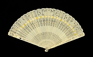 Brisé fan, Bone, silk, Italian