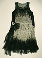 Dress, cotton, silk, glass, American
