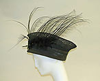 Hat, straw, horsehair, feathers, American