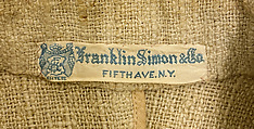 Riding habit, Franklin Simon &amp; Co. (American, founded 1902), linen, American