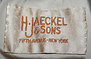 Coat, H. Jaeckal &amp; Sons (American, 1863–1949), wool, fur, American