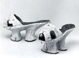 Chopines, leather, silk, wood, Italian