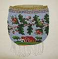 Drawstring bag, glass beads, silk, American