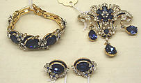 Jewelry set, Trifari American, metal, stones, rhinestones, American
