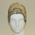 Evening cloche, cotton, metal thread, French