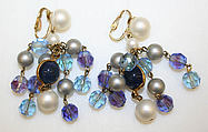 Earrings, crystal, pearls, stone, American