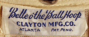 Hoops, Belle o&#39; the Ball Hoop (Clayton Mfg. Co), plastic, cotton, American