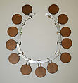 Necklace, metal, wood, French