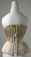 Wedding corset, silk, cotton, metal, American