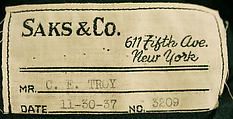 Opera coat, Saks Fifth Avenue (American, founded 1924), wool, American