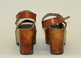 Sandals, Carber Shoe Company, leather, wood, Italian