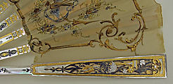 Fan, mother-of-pearl, silk, American or European