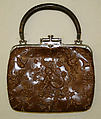 Purse, leather, metal, probably American