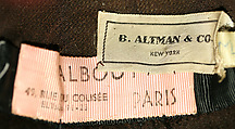 Hat, B. Altman &amp; Co. (American, 1865–1990), silk, feathers, plastic, French