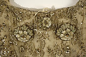 Ball gown, silk, cotton, glass, metal, American