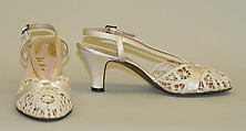 Evening shoes, Salvatore Ferragamo (Italian, founded 1929), cotton, Italian