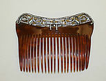 Comb, plastic (cellulose nitrate), rhinestones, European