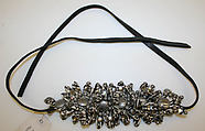 Necklace, leather, glass, metal, American