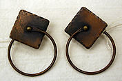 Earrings, metal, probably American