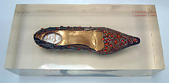 Evening shoes, House of Dior French, silk, leather, glass, metallic threads, French