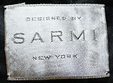 Evening dress, Sarmi, silk, metallic thread, plastic, American
