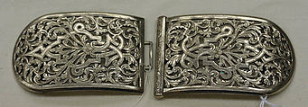 Belt buckle, silk, metal, American or European