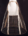 Cage crinoline, cotton, metal, leather, American
