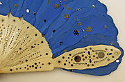 Fan, ivory, silk, steel, American or European
