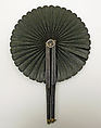 Mourning fan, leather, cotton, probably American