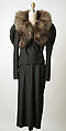 Suit, Attributed to Elsa Schiaparelli (Italian, 1890–1973), wool, fur, French