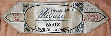 Evening cape, House of Paquin (French, 1891–1956), fur, silk, French