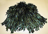 Evening cape, silk, feathers, French