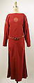 Afternoon dress, silk, leather, plastic, American