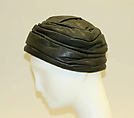 Toque, House of Balenciaga (French, founded 1937), leather, French