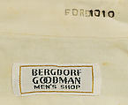 Evening shirt, Bergdorf Goodman (American, founded 1899), cotton, American