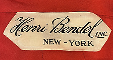 Dress, Henri Bendel (American, founded 1895), wool, American
