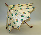 Golfing umbrella, silk, wood, probably American