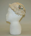 Boudoir cap, silk, cotton, probably French