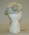 Boudoir cap, silk, cotton, probably French